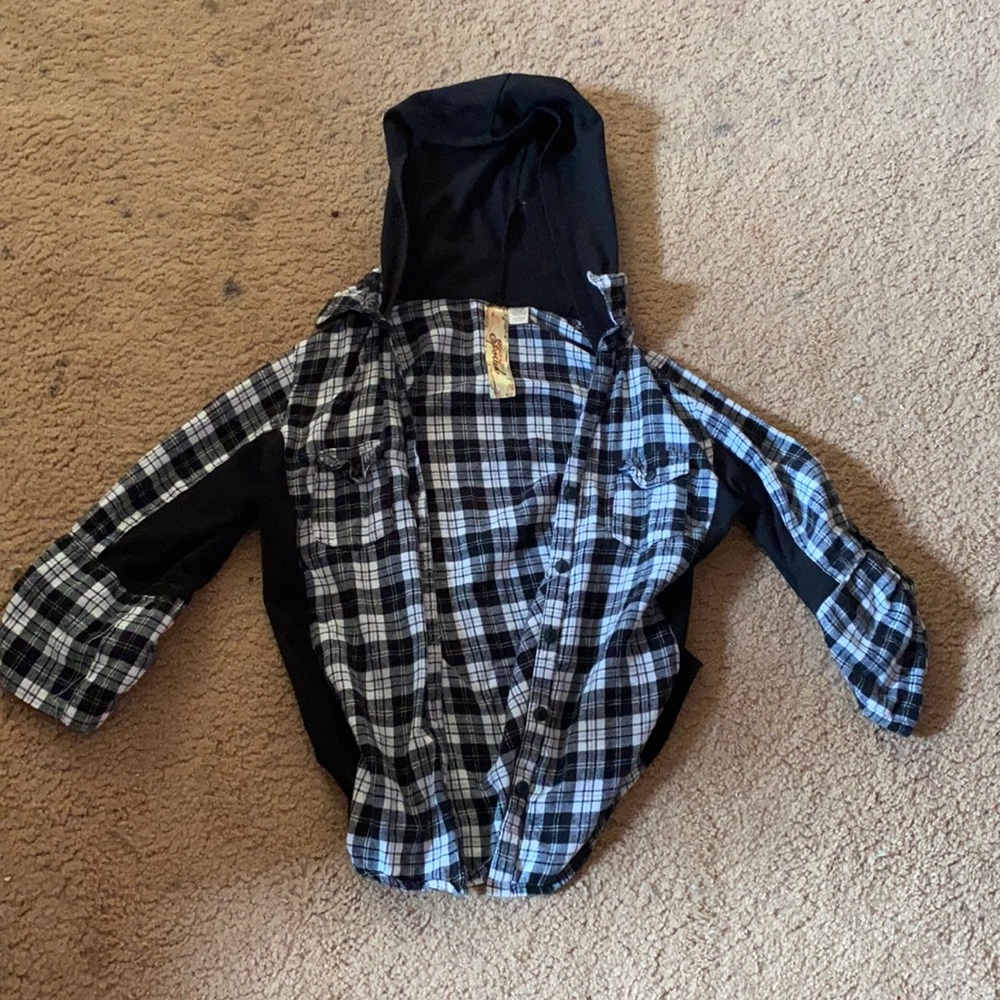 Plaid Shirt with Hood